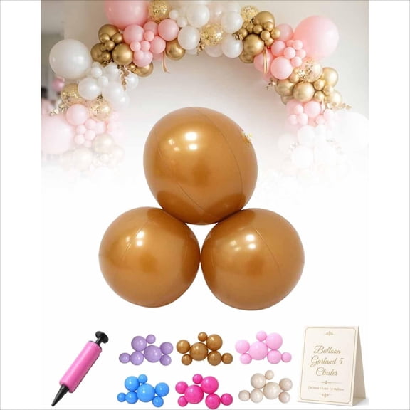 Reusable Balloon Garland 5 Cluster Inflatable Latex Free PVC Clusters Arch Kit With Elastic Bands Blow Up Easy Link Balloons Decor Streame Decoration for Birthdays Weddings(3 Balls*White)