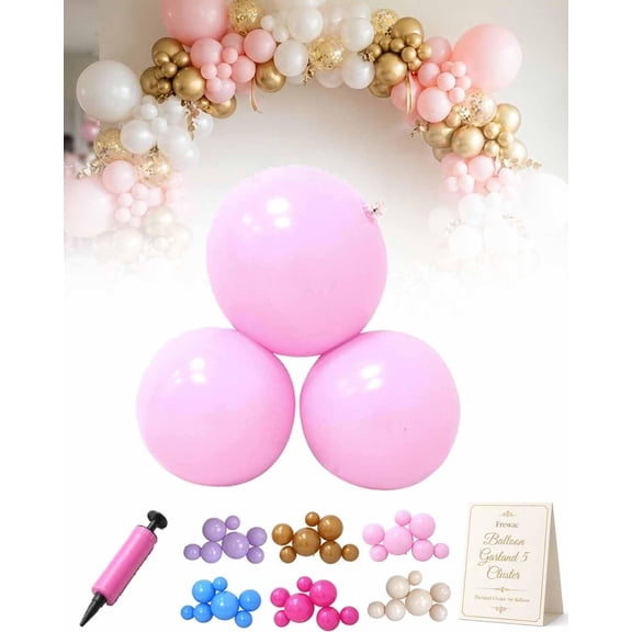 Reusable Balloon Garland, 5-Cluster Latex-Free PVC Balloon Arch Kit with Elastic Bands, Easy-Link Inflatable Party Decor for Birthdays and Weddings