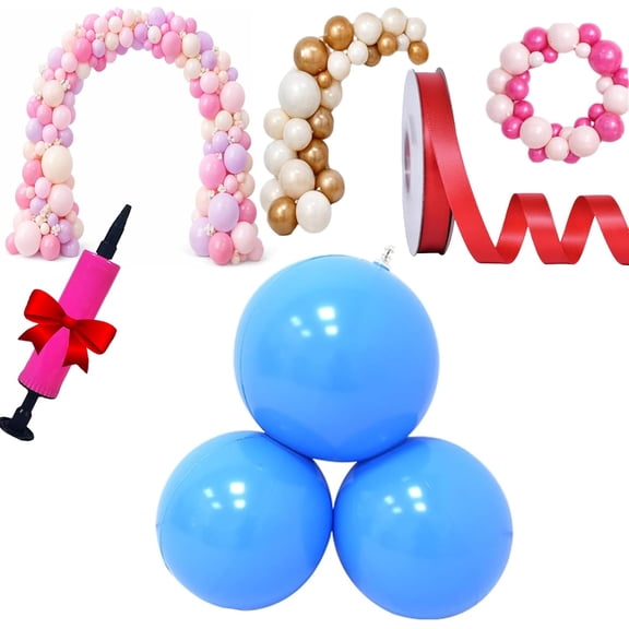 Reusable Balloon Garland Arch Inflatable, Inflatable Pvc Linked 18' Balloons with Elastic Bands, Party Decoration for Birthdays, Weddings & Celebration (Blue(3pcs)*1)