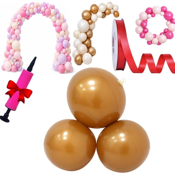 Reusable Balloon Garland Arch Inflatable, Inflatable Pvc Linked 18' Balloons with Elastic Bands, Party Decoration for Birthdays, Weddings & Celebration (Gold Brown(3pcs)*1)