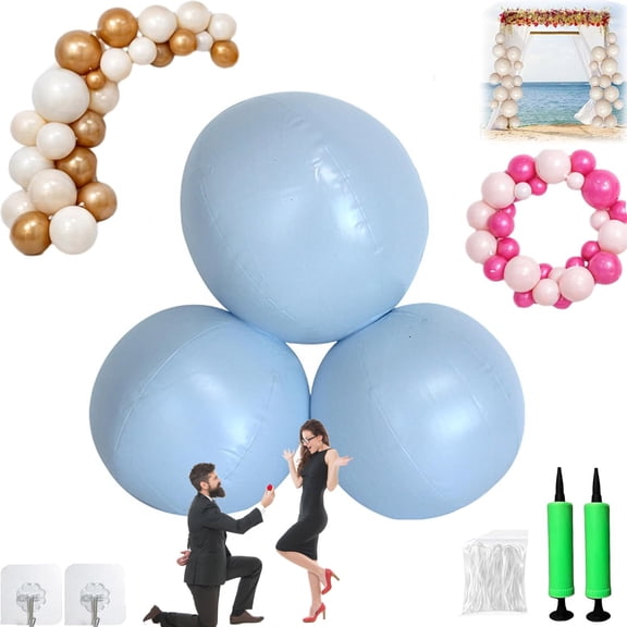 Reusable Balloon Garland Arch Kit, Inflatable Balloon Arch, Reusable Balloon Arch Inflatable, 3 PCS Linked PVC Balloon Garland, Easy Setup Party Decoration for Birthday Wedding (Light Blue, 3 Balls)