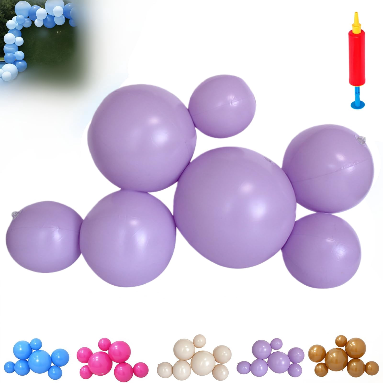 Reusable Balloon Garland,PVC Inflatable Balloon Arch Kit with Elastic Bands,7-Connected Balloons,Thickened & Durable One-Piece Design,Quick Setup for Birthdays,Weddings & Events