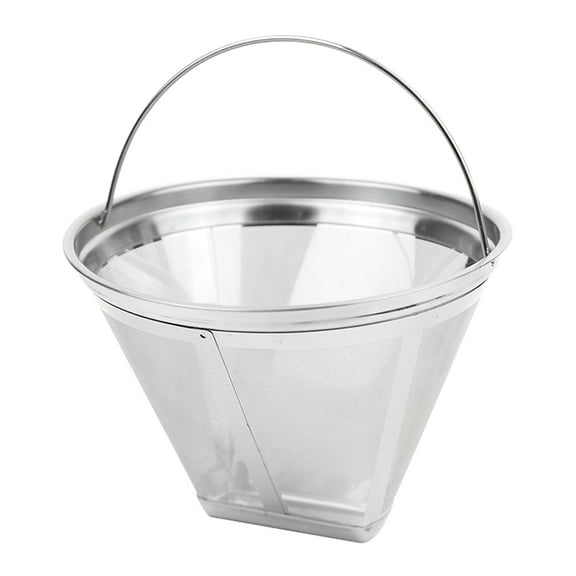 Reusable Basket Permanent Metal Coffee Maker Filter Cone Shape Stainless Steel Funnel Dripper Strainer