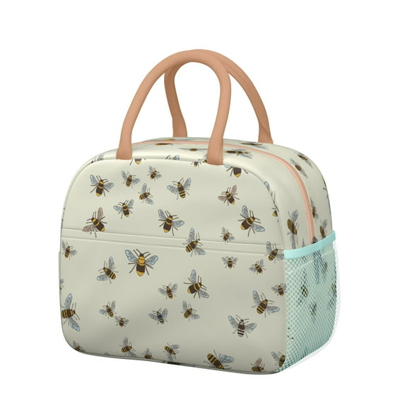 Reusable Bee Lnsulated Lunch Bag for Women & Men-Leakproof Water-Resistant Cooler Tote,Large Capacity(10.6x8.7x6.3in)for Work,Office,Travel,Picnic,Beach.