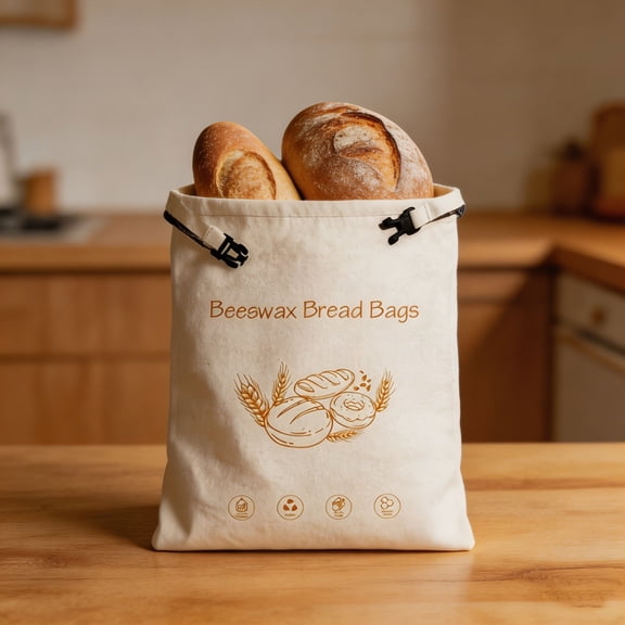Reusable Beeswax Bread Bags With Wax Lining Wide Zipper For Sourdough Freshness XL 12.6x17 Inches 1 Pack