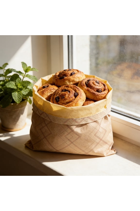 Reusable Beeswax Food Storage Bag - Eco-Friendly Bread Keeper with Zipper Closure for Fruits Vegetables and Snacks
