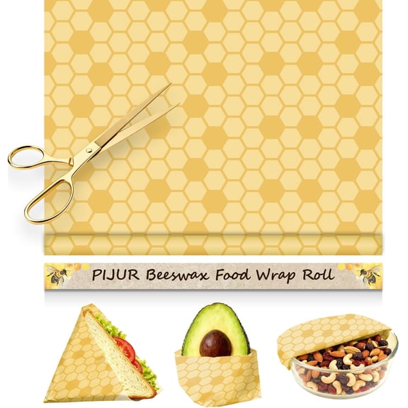 Reusable Beeswax Wraps For Foods, Cheese, Sandwich & Bread- 13 x 39'' Cut to Size - Eco-Friendly Food Storage Alternative Plastic Wrap Cheese Paper (Honeycomb Pattern001, 13x39'')