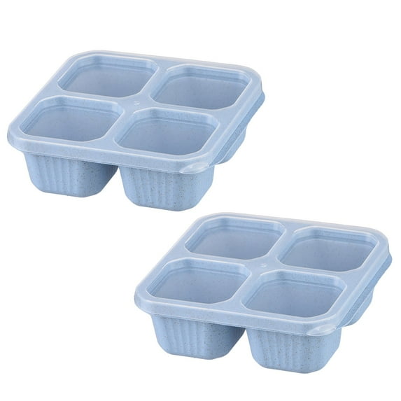 Reusable Bento Box, Meal Prep Containers, 4 Compartments Divided Food Storage Containers, Microwave Freezer Dishwasher Safe Plastic Lunch Box Set