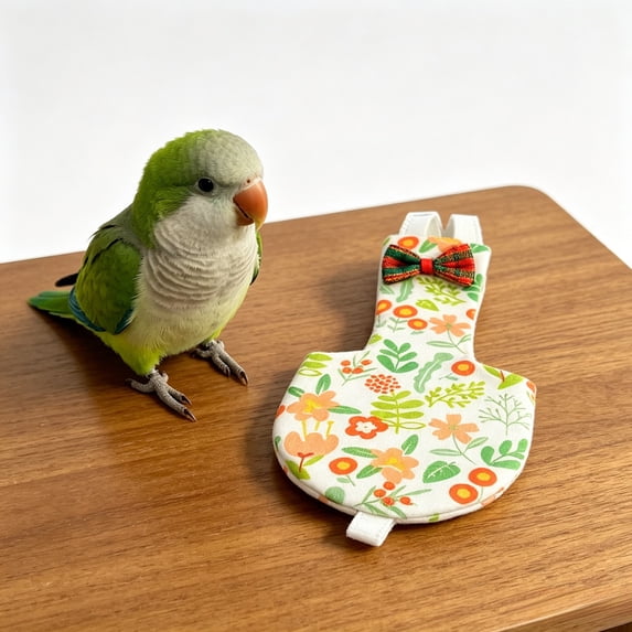 Reusable Bird Diaper Flight Suit with Adjustable Straps Leakproof Lining for Cockatiel Parrot Pigeon Conure Sun Parakeet Macaw(Yellow,XS)