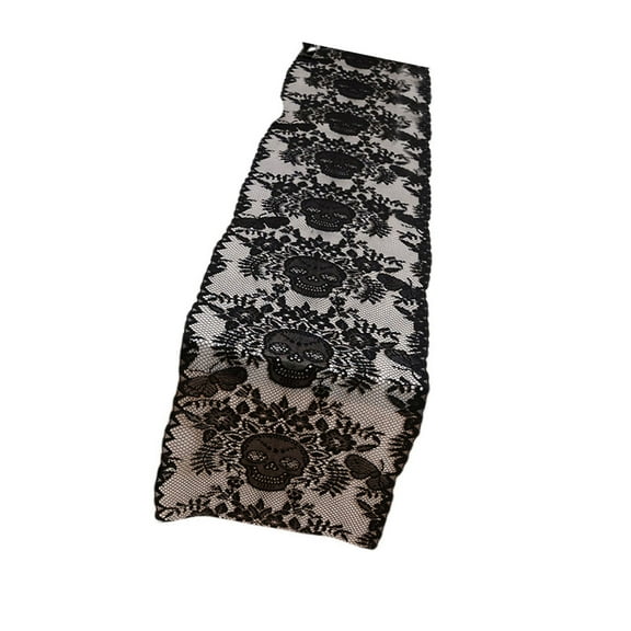 Reusable Black Lace Table Runner Halloween Party Table Cloth Ideal For Home Decoration And Themed Gathering