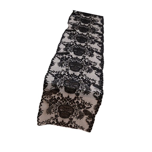 Reusable Black Lace Table Runner Halloween Party Table Cloth Ideal For Home Decoration And Themed Gathering