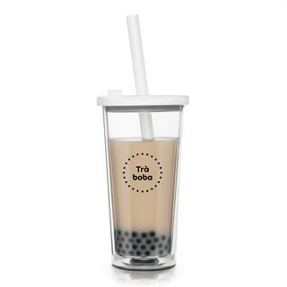 Reusable Boba Bubble Tea & Smoothie Cups - 2 Glass Wide Mouth 16oz Bal –  Capsule Classic
