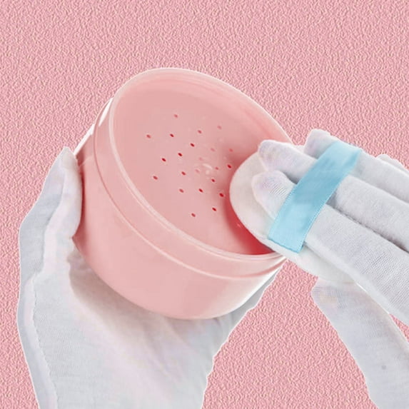 Reusable Body Powder Puff Applicator Set With Empty Container And Sieve For Home Travel Use