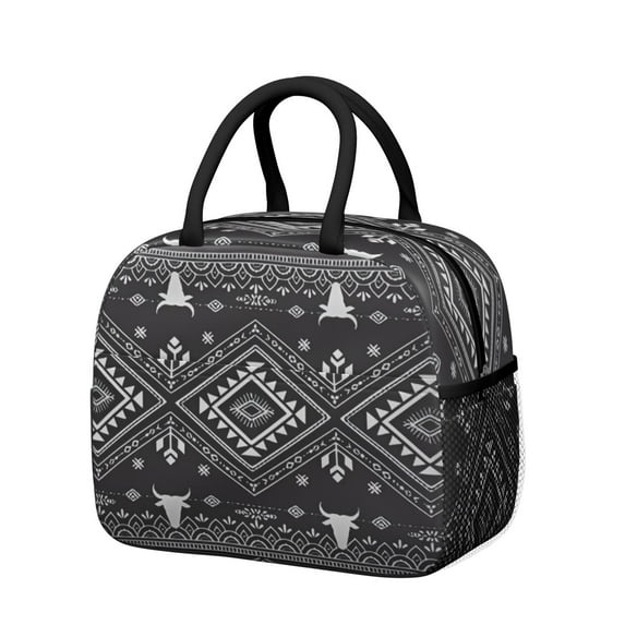 Reusable Boho Lnsulated Lunch Bag for Women & Men-Leakproof Water-Resistant Cooler Tote,Large Capacity(10.6x8.7x6.3in)for Work,Office,Travel,Picnic,Beach.