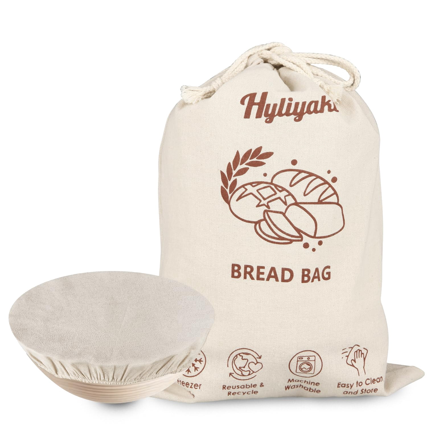 Reusable Bread Storage Bag Kit – Includes Bowl Cover & Jar Cover For Sourdough Proofing