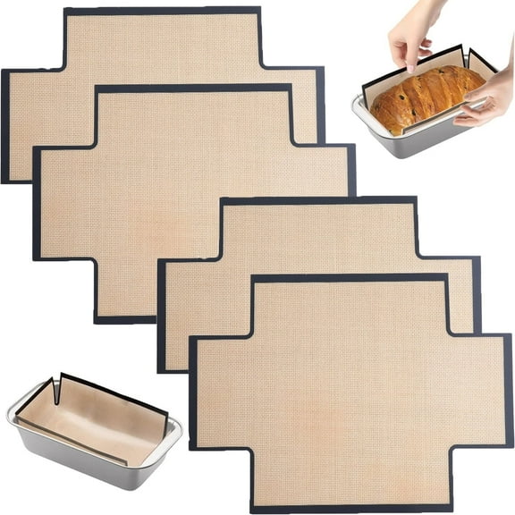 Reusable Bread Baking Mat Tutuviw 4 Pcs Silicone Bread Loaf Pan Nonstick Food Safe Baking Liner Bread Pan Liners for 9x5 in Bread Pan to Transfer Sourdough for Baking Bread, Cakes, Banana Bread