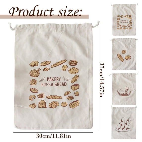 Reusable Bread Storage Bags with Inner Lining 14.5"x11.8", Drawstring Closure for Homemade Sourdough Artisan Bread, Keeps Fresh, Machine Washable, B