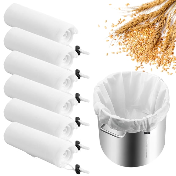 Reusable Brew Bags Extra Large 250 Micron Fine Mesh Strainer Bag Polyester Wine Fruit Beer 6 Pcs (1.95in )