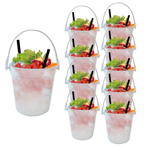 Reusable Buckets for Party Drinks Punch Bowls and Smoothie Containers 32oz 1 Liter Translucent Ice Bucket Set 10PCS
