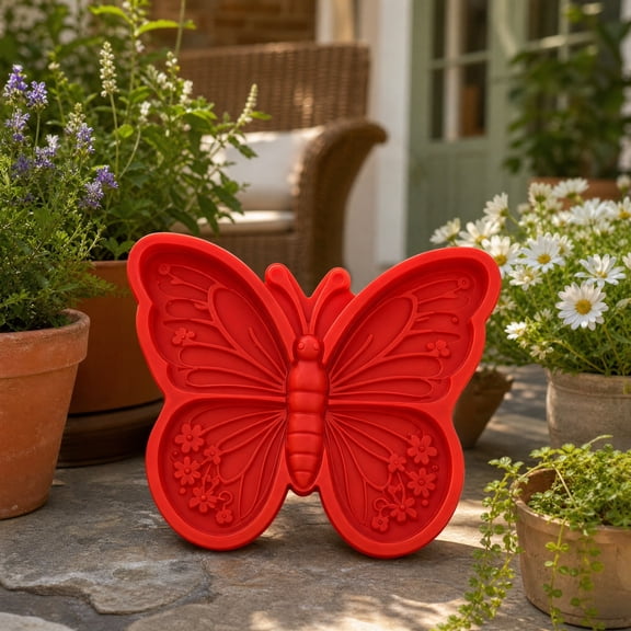 Reusable Butterfly Stepping Stone Mold, 15.7'' Round Stepping Stone Molds, DIY Garden & Walkway Decoration, Cement Molds for Concrete, Butterfly Paver Mold,Concrete Casting Mold