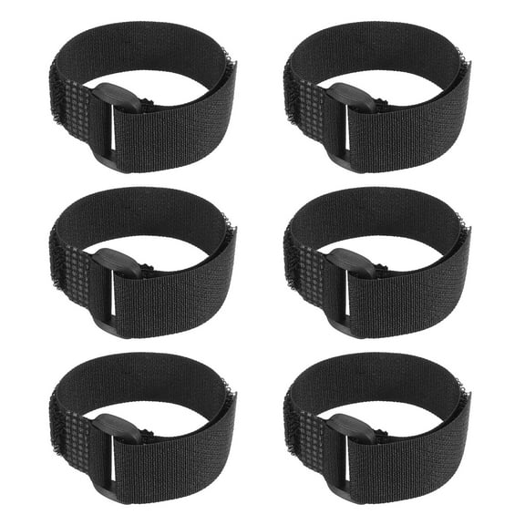 Reusable Cable Ties 1.1ft x 1inch,Adjustable Hook and Loop Straps Multipurpose Nylon fastening Cord Wrap, Black 6 Pack