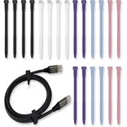 Reusable Cable Ties 7inch Silicone Cable Ties, 20pcs Reusable Zip Ties Elastic Silicone Cord Organizer Straps Ties for Charging Cables USB Cables Earphones Cable Audio(18cm, 20pcs, Cold-Color)