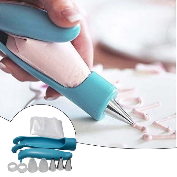 Reusable Cake Frosting Decoration Pen Tool Bag DIY Baking Kit Set, 6.3×1.38 inch, Blue