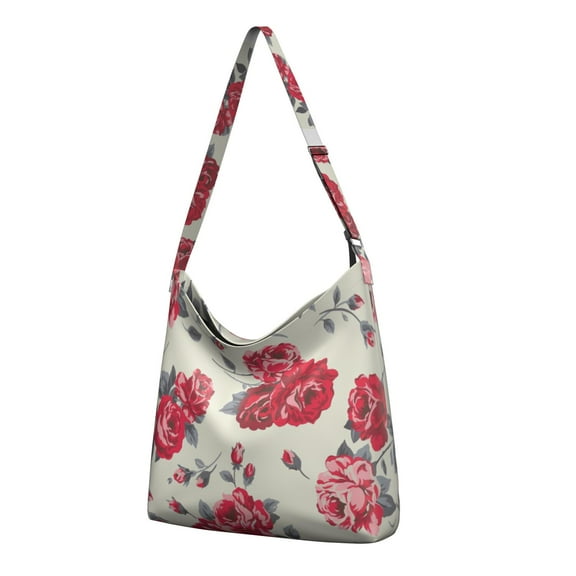 Reusable Canvas Crossbody Tote with Vintage Sunflower Print – Yellow Floral Boho Style Bag for Students and Shoppers