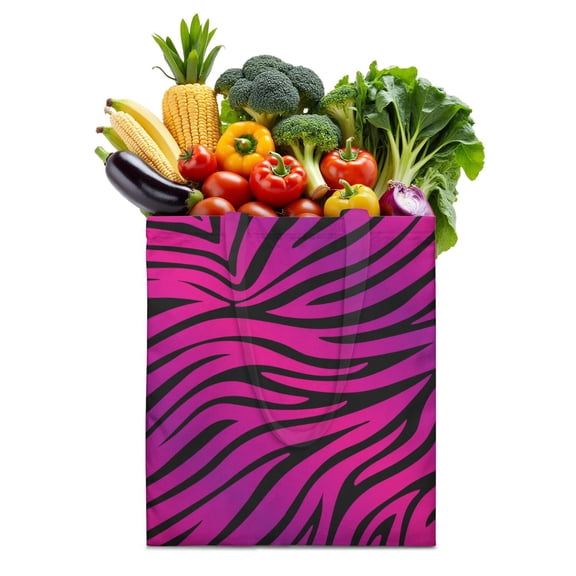 Reusable Canvas Tote Bag – Colorful Rainbow Zebra Print – Modern Aesthetic Zebra Pattern Shopper Bag – Eco-Friendly Cotton Tote for Women, Students, Fashionistas