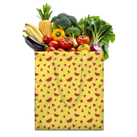 Reusable Canvas Tote Bag – Cute Tropical Watermelon Print – Eco-Friendly Summer Beach Bag for Women, Shoppers, and Fruit Lovers – Heavy-Duty, Washable, Aesthetic Grocery Tote