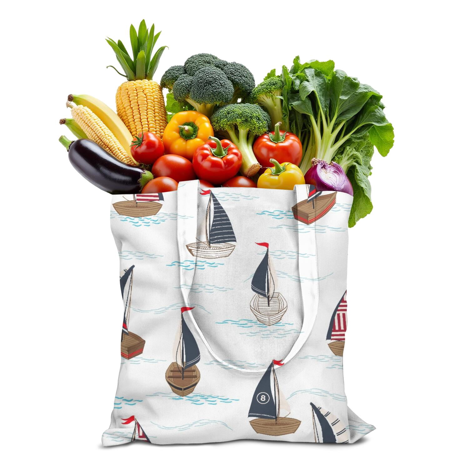 Reusable Canvas Tote Bag – Hawaiian Tropical Island & Palm Tree Sunset ...