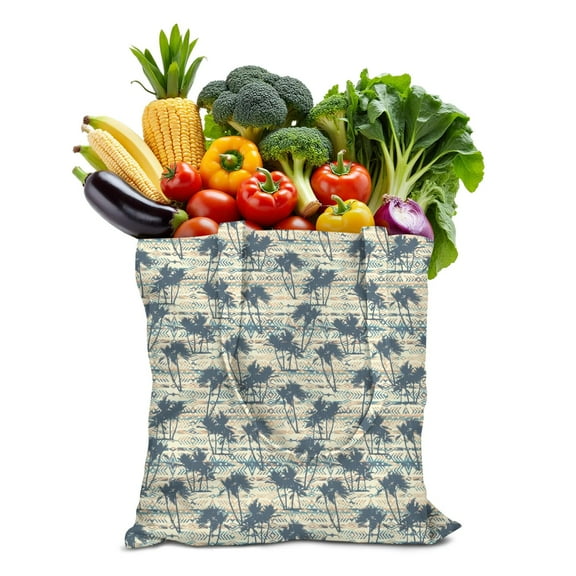 Reusable Canvas Tote Bag – Tropical Palm Tree Sunset Print – Vibrant Neon Aesthetic Beach Bag – Hawaiian Ocean Sunset Eco Tote – Boho Minimalist Summer Bag for Women