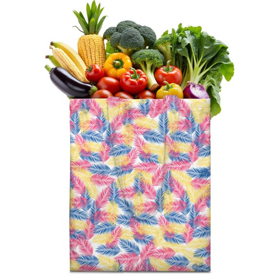 Reusable Canvas Tote Bag – Tropical Palm Tree Sunset Print – Vibrant Neon Aesthetic Beach Bag – Hawaiian Ocean Sunset Eco Tote – Boho Minimalist Summer Bag for Women