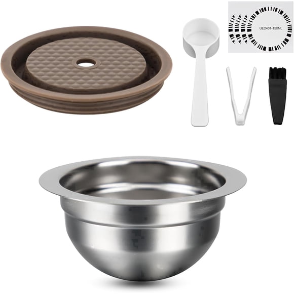 Reusable Capsules Compatible with Nespresso Vertuo Plus/Vertuo Next/Vertuo POP, Stainless Steel Refillable Pods 150ml