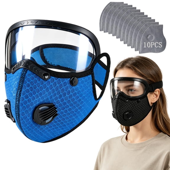 Reusable Carbon Filter Dust Mask, Adjustable Safety Goggles, 5 Layer Filter Respirator Kit, Woodworking Sanding Painting Protection