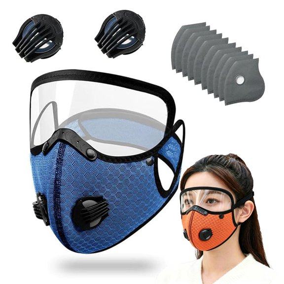 Reusable Carbon Filter Dust Mask, Adjustable Safety Goggles, 5 Layer Respirator Kit, Breathable Protection, Woodworking Painting