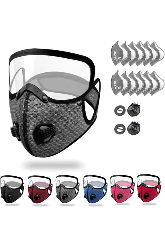 Reusable Carbon Filter Dust Mask – Anti-Sun, 5-Layer Filter | face protection mask with Adjustable Goggles, Windproof Face Covering Mask for Motorcycle Riding,Cycling, Outdoor Work Travel