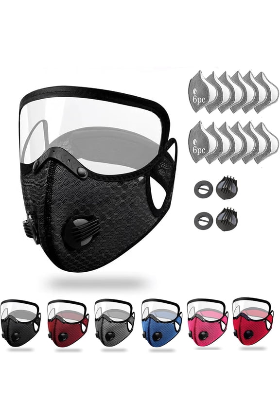 Reusable Carbon Filter Dust Mask – Anti-Sun, 5-Layer Filter | face protection mask with Adjustable Goggles, Windproof Face Covering Mask for Motorcycle Riding,Cycling, Outdoor Work Travel