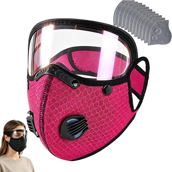 Reusable Carbon Filter Dust Mask, Detachable Protective Goggles Riding Mask, Windproof, Dustproof, 5-Layer Filter