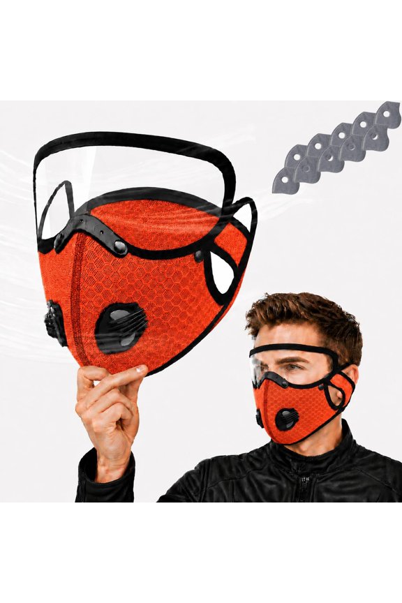 Reusable Carbon Filter Dust Mask-Windproof Motorcycle Mask & Goggles,Anti-UV,5-Layer Filter,Adjustable
