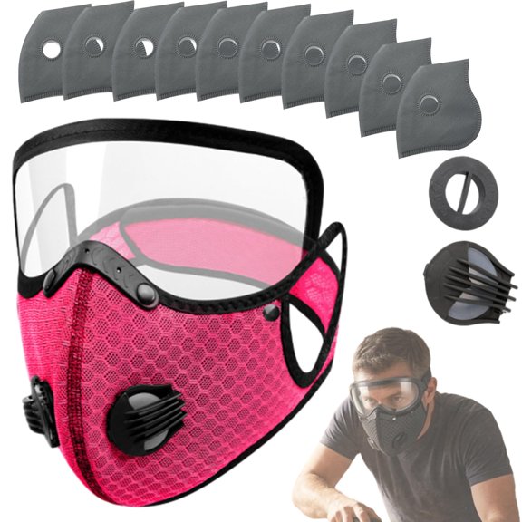 Reusable Carbon Filter Dust Mask With Eye Protection, Breathable 6-Layer Filtration for Woodworking, Cycling, Outdoor Work