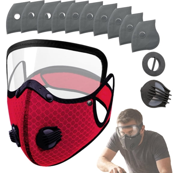 Reusable Carbon Filter Dust Mask With Eye Protection, Breathable 6-Layer Filtration for Woodworking, Cycling, Outdoor Work
