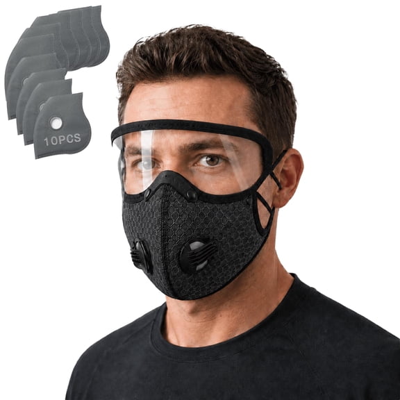 Reusable Carbon Filter Dust Mask with Adjustable Goggles, 5-Layer Filter, Adjustable, with Removable Face Mask