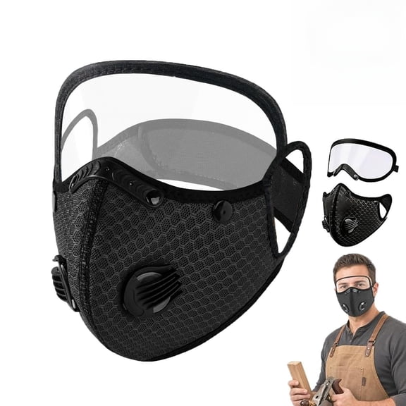 Reusable Carbon Filter Dust Mask with Adjustable Goggles – 5-Layer Protection for Woodworking, Filter, Breathable