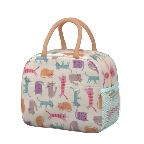 Reusable Cat Lnsulated Lunch Bag for Women & Men-Leakproof Water-Resistant Cooler Tote,Large Capacity(10.6x8.7x6.3in)for Work,Office,Travel,Picnic,Beach.