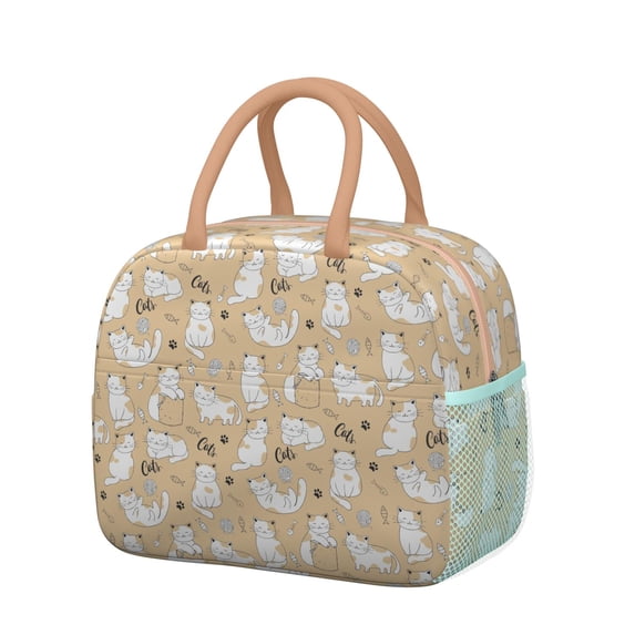 Reusable Cat Lnsulated Lunch Bag for Women & Men-Leakproof Water-Resistant Cooler Tote,Large Capacity(10.6x8.7x6.3in)for Work,Office,Travel,Picnic,Beach.