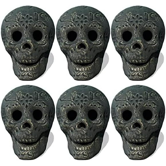 Reusable Ceramic Halloween Skull, Fire Pit Skulls, for Bonfire, , Fireplace, Firepit, Table Top Skeleton Head Home Decor (Small Black)