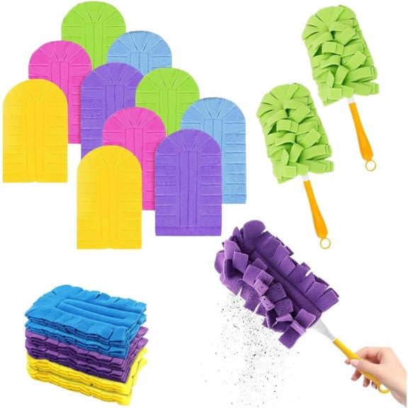 Reusable Chenille Microfiber Dust Duster, 2026 New Duster with Washable Covers, 360° Electrostatic Refills, Multi-Surface Home Cleaning Mop,2set