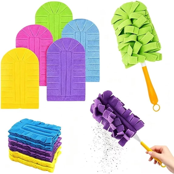 Reusable Chenille Microfiber Dust Duster, 2026 New Reusable Duster with Removable Washable Cloth Covers, 360°Electrostatic Duster Refills, Multi-Surface Dusting Mop for Efficient Home Cleaning