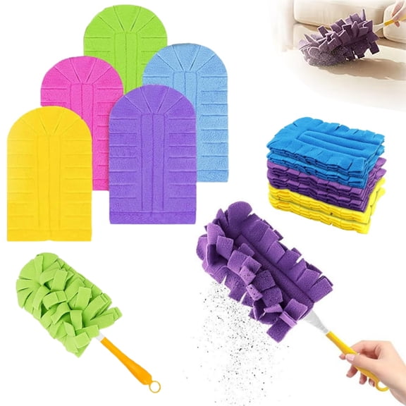 Reusable Chenille Microfiber Dust Duster, 2026 New Reusable Duster with Removable Washable Cloth Covers, 360°Electrostatic Duster Refills, Multi-Surface Dusting Mop for Efficient Home Cleaning